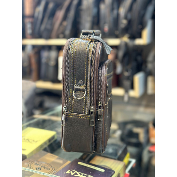 TRG POLO KAHVERENGİ DERİ EL OMUZ ÇANTASI ürün görseli 1