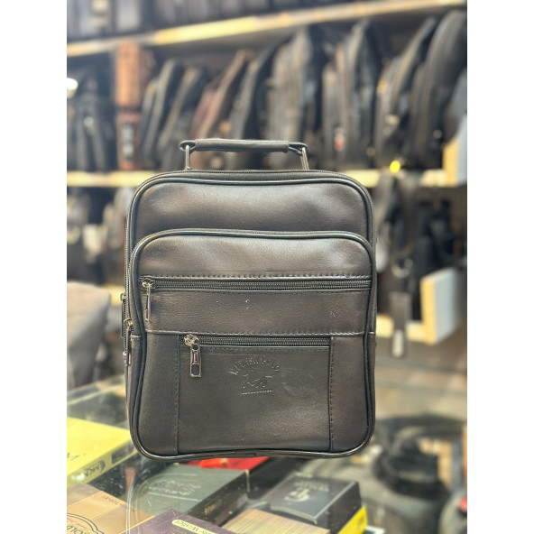 TRG POLO SİYAH HAKİKİ DERİ EL ÇANTASI - Resim 3