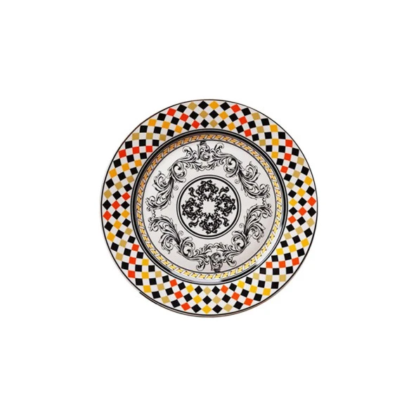 Lucky Art Margery Bone Porselen Barok Desenli 6 lı Tabak Seti 27 cm LYHD 538 - Resim 3