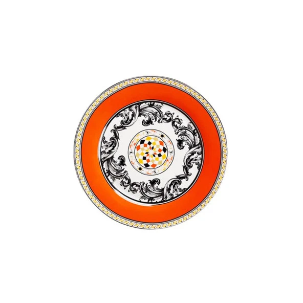 Lucky Art Margery Bone Porselen Barok Desenli 6 lı Tabak Seti 27 cm LYHD 538 - Resim 5