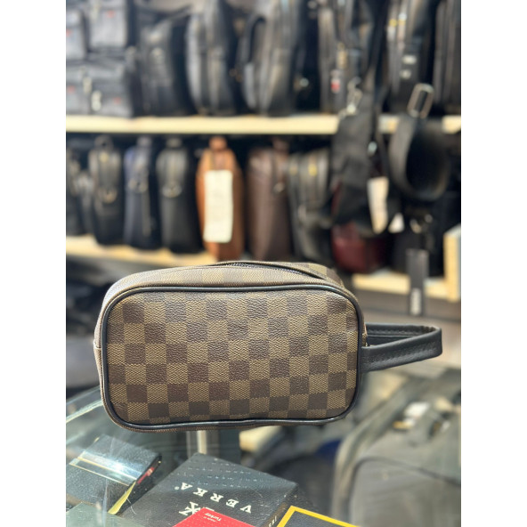 TRG POLO KAHVE DAMALI EL PORTFÖY ÇANTASI ürün görseli 1