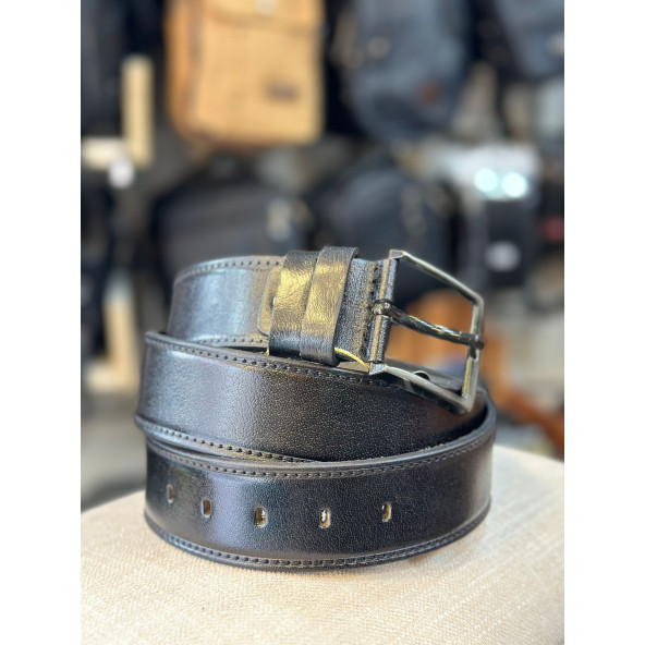 TRG POLO SİYAH HAKİKİ DERİ ERKEK KEMERİ - Resim 2