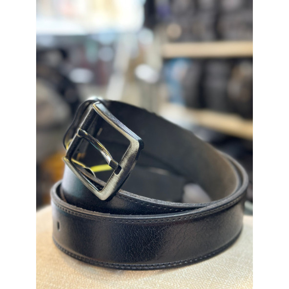 TRG POLO SİYAH HAKİKİ DERİ ERKEK KEMERİ - Resim 3