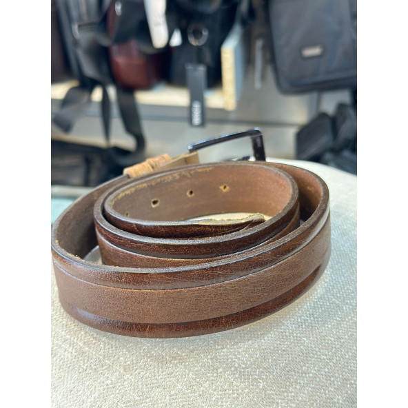 TRG POLO HAKİKİ DERİ KAHVE ERKEK KEMERİ ürün görseli 1