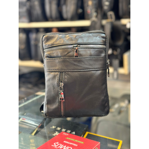 TRG POLO SİYAH DERİ OMUZ ÇANTASI ürün görseli 1