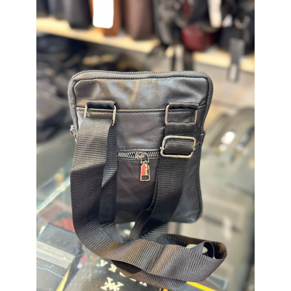 TRG POLO SİYAH DERİ OMUZ ÇANTASI - Resim 2