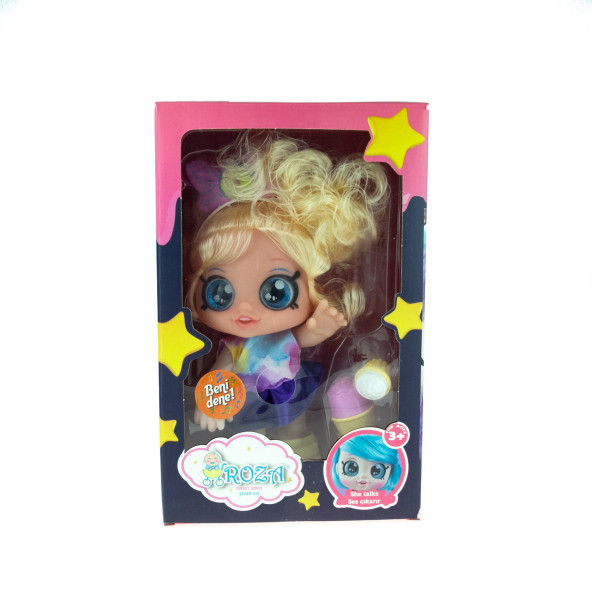 Oyuncak Konuşan Bebek Roza Şeker Kız Kocaman Göz 25 Cm - 2