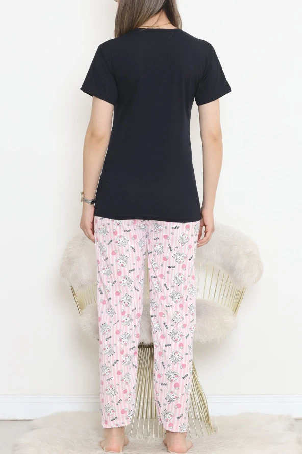 Süprem Kısa Kol Pijama Takımı Siyahpembe - 18500.1048. - 6