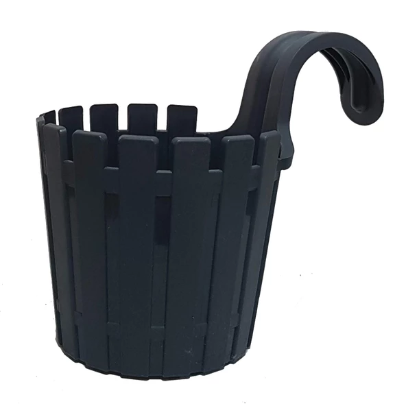 Poliwork Akasya Yuvarlak Tekli Renkli Plastik Balkon Saksısı - 7