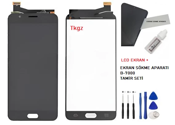Samsung Galaxy J7 PRİME - SM-G610F Lcd Ekran Dokunmatik Orijinal Kalite SİYAH + B-7000 + TAMİR SETİ