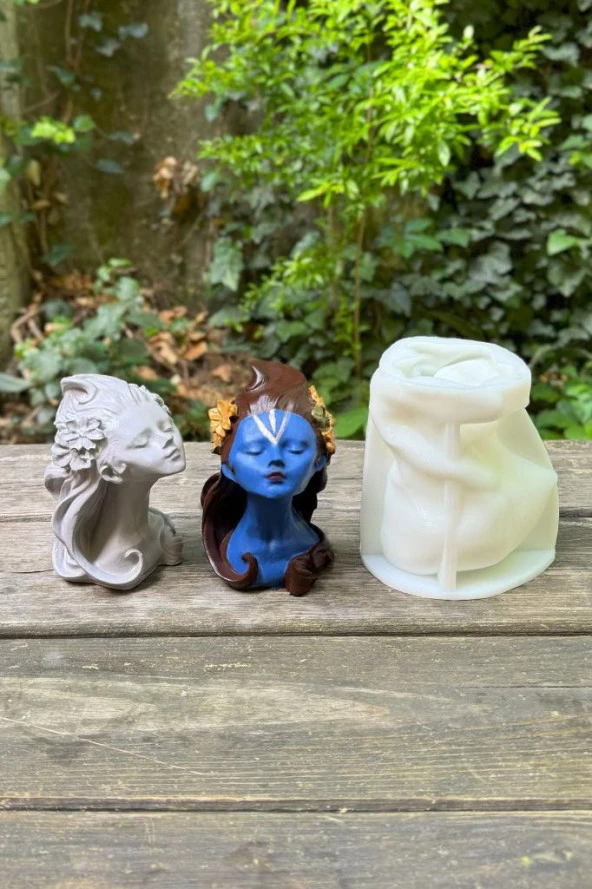 Tina Gözleri Kapalı Kadın Tekli Silikon Mum Kalıbı - 3