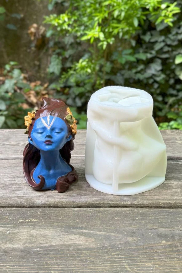 Tina Gözleri Kapalı Kadın Tekli Silikon Mum Kalıbı - 5