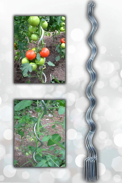 10 Adet 150 Cm Metal Spiral Bitki Destek Çubuğu Fidan Bağlama Teli ve Çiçek Teli