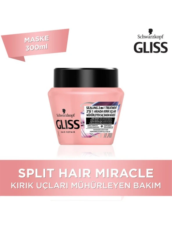 Gliss Split Hair Miracle 2'Sİ 1 ARADA Kırık Uçları Mühürleyen Saç Bakım Maskesi - 300 ml