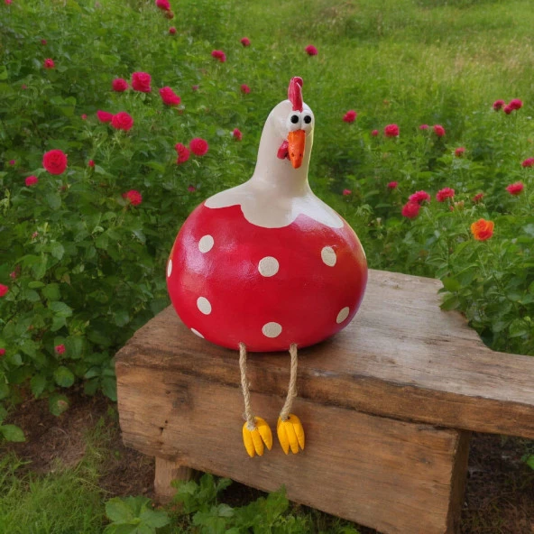 Dekoratif Su Kabağı Tavuk Biblo Kırmızı - 2