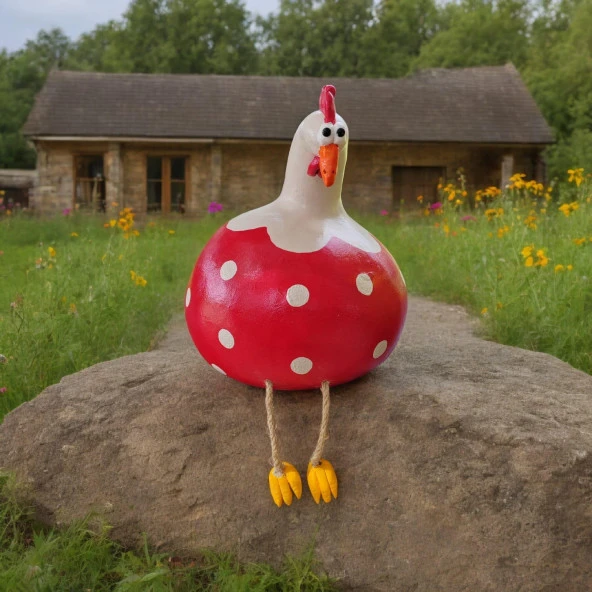 Dekoratif Su Kabağı Tavuk Biblo Kırmızı - 3