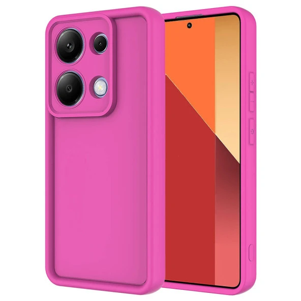 KNY Xiaomi Redmi Note 13 Pro 4G Kılıf Ultra Korumalı Kamera Korumalı Sert Silikon Ananas Kapak Pembe