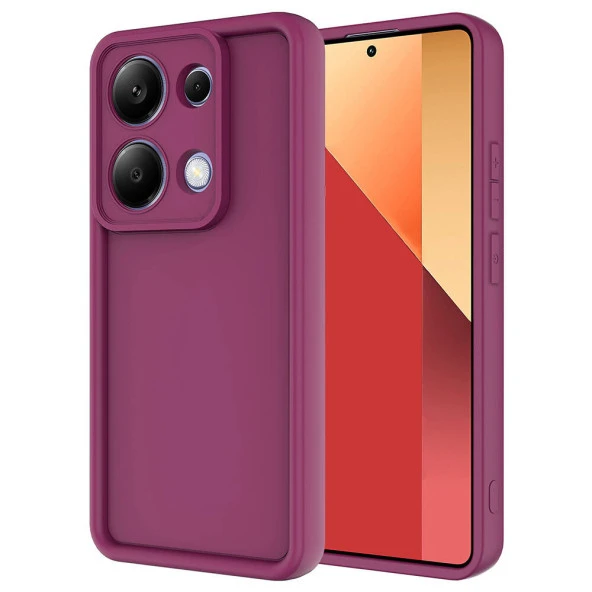 KNY Xiaomi Redmi Note 13 Pro 4G Kılıf Ultra Korumalı Kamera Korumalı Sert Silikon Ananas Kapak Bordo