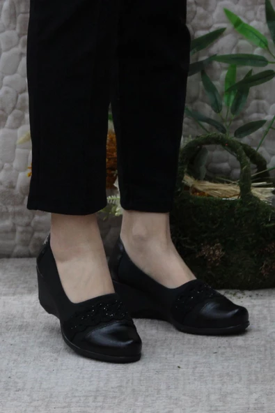 Fort Nfx 42015 Siyah Hafif Rahat Dolgu Taban Şık Kadın Günlük Ayakkabı - Resim 2