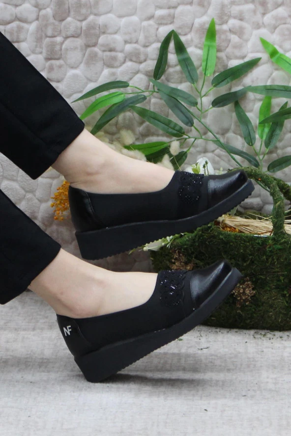 Fort Nfx 42115 Siyah Hafif Rahat Taban Şık Kadın Günlük Ayakkabı - Resim 5