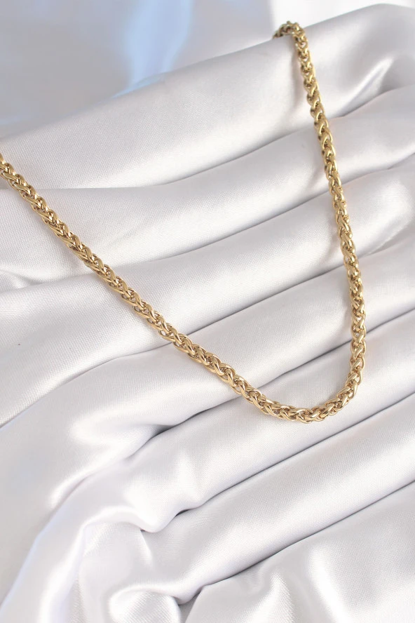 316L Çelik Gold Renk Burgu Zincir Model Kadın Kolye - TJ-BKO8446 - Resim 2