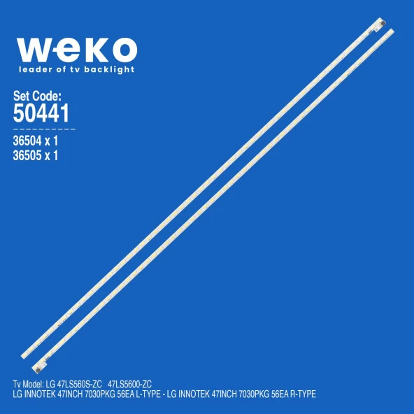 WKSET-5441 36504X1 36505X1 LG INNOTEK 47INCH 7030PKG 56EA 2 ADET LED BAR 5PİN (56LED)