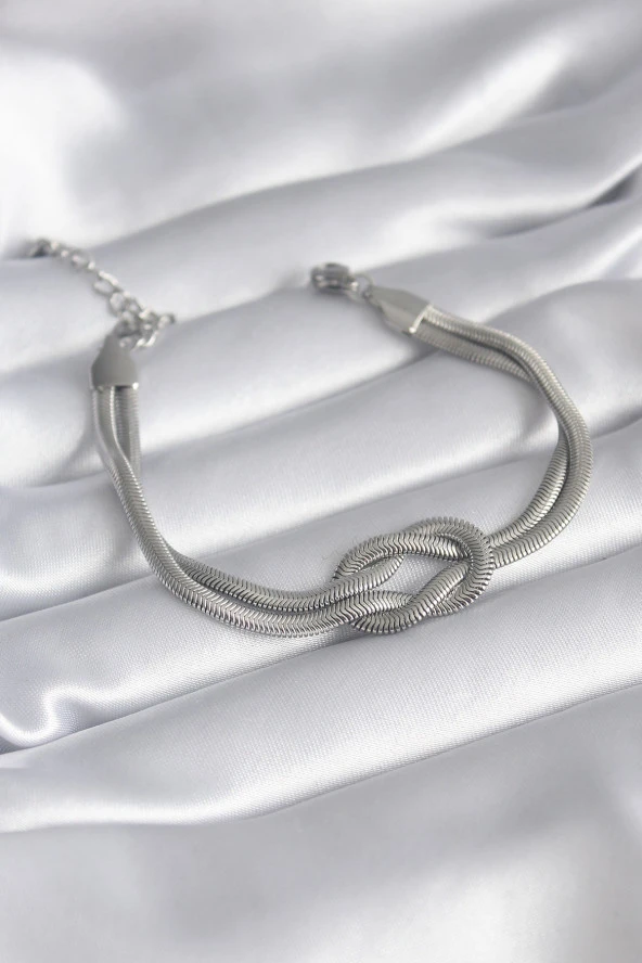 316L Çelik Çelik Gold Renk İtalyan Zincir Düğüm Model Kadın Bileklik - TJ-BB5860 ürün görseli