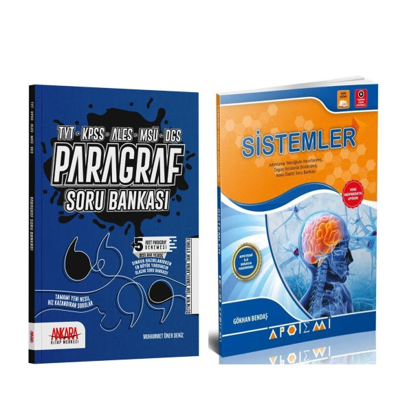 Apotemi Biyoloji Sistemler ve Ankara Kitap Merkezi Paragraf Soru Bankası Seti 2 Kitap