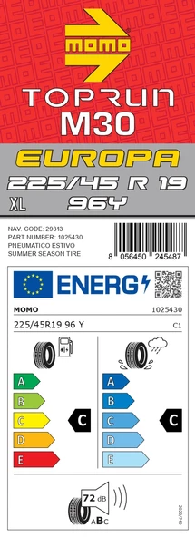 Momo 225/45 R19 96Y XL M30 Toprun Oto Yaz Lastiği ( Üretim Yılı: 2022 ) - 4