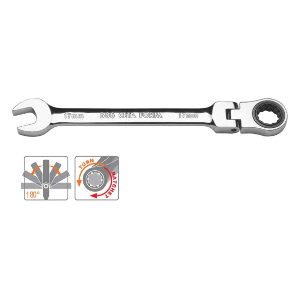 Ceta Form C-Gear Cırcırlı Kombine Anahtar(Mafsallı) 14 mm