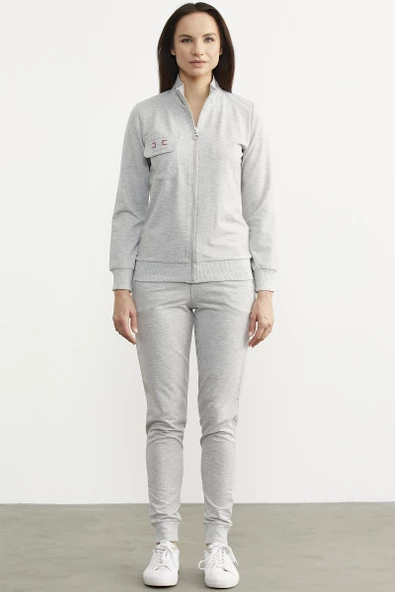 Fermuarlı Jogger Eşofman Takım - Gri ürün görseli 1