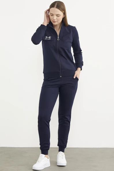 Fermuarlı Jogger Eşofman Takım - Lacivert - Resim 4