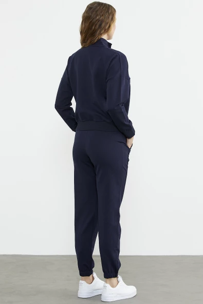 Jogger Dik Yaka Eşofman Takım - Lacivert - Resim 6