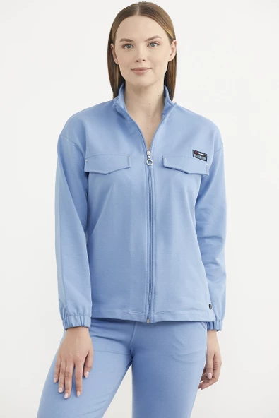 Oversize Cep Detaylı Eşofman Takım - Mavi - Resim 4