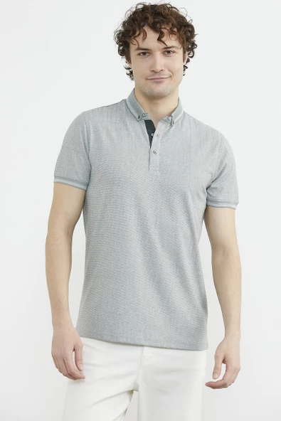 Slim Fit Triko Polo Yaka Tişört - Yeşil