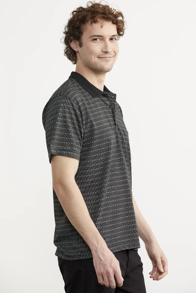 Polo Yaka Cepli Regular Fit Tişört - Siyah - 3