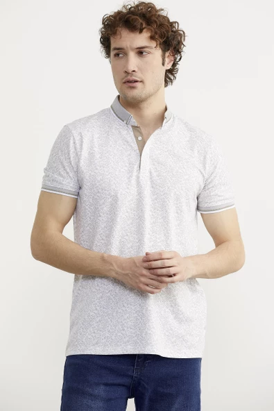 Polo Yaka Slim Fit Desenli Tişört - Yeşil - 3