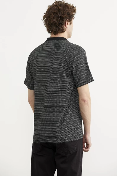 Polo Yaka Cepli Regular Fit Tişört - Siyah - 7