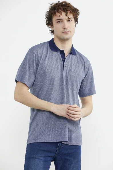 Regular Fit Viskon Polo Yaka Tişört - Saks