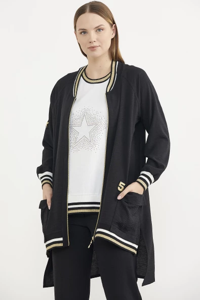 Rahat Kalıp Üçlü Krep Takım - Siyah - Resim 4