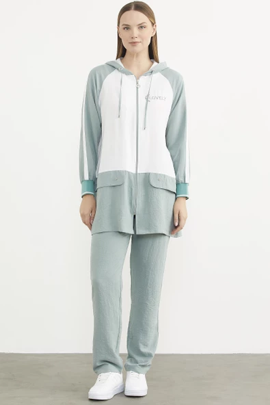 Fermuarlı Tunik Krep Takım - Yeşil ürün görseli