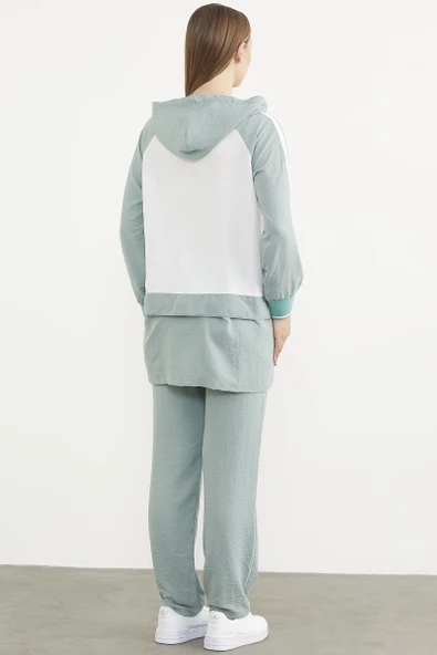 Fermuarlı Tunik Krep Takım - Yeşil - Resim 7