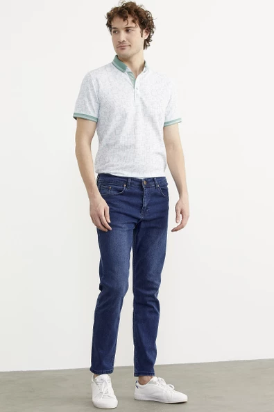 Eskitme Yıkamalı Slim Fit Jean Pantolon - Mavi - 2