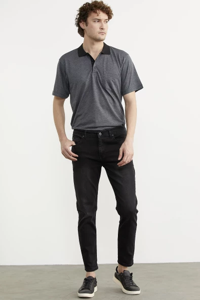 Eskitme Yıkamalı Slim Fit Jean Pantolon - Siyah - 2