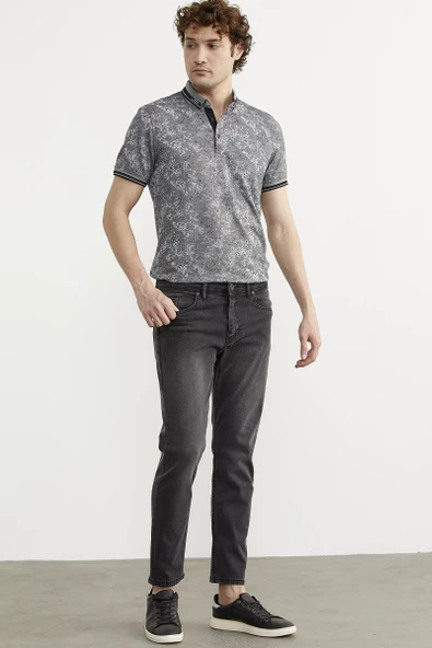 Eskitme Yıkamalı Slim Fit Jean Pantolon - Gri - 2