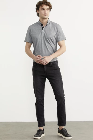 Eskitme Yıkamalı Slim Fit Jean Pantolon - Füme - 2