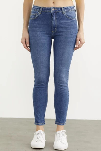 Likralı Slim Fit Jean Pantolon - Açık Mavi - Resim 3