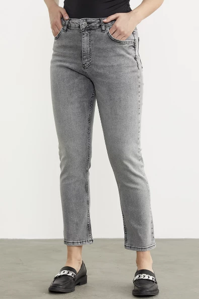 Straight Comfort Fit Jean Pantolon - Açık Gri - 4