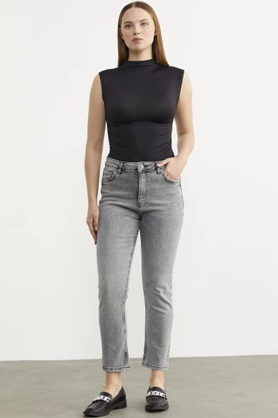 Straight Comfort Fit Jean Pantolon - Açık Gri - 2