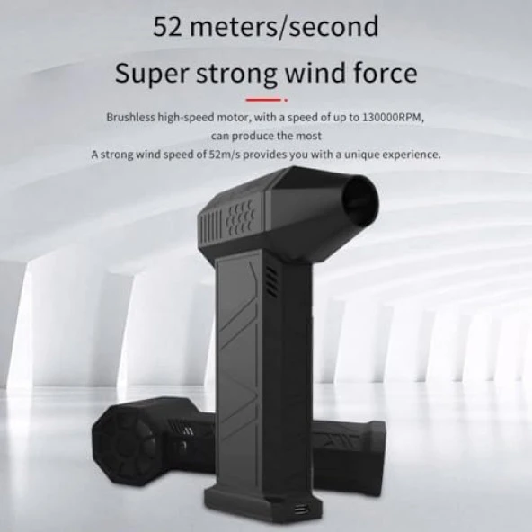Mini Turbo Jet Fan, 130000 RPM Şarj Edilebilir Turbo Şiddetli Fan, Fırçasız Motor Jet Fan - Resim 3